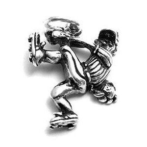 PITCHER IN WINDUP CHARM. STERLING SILVER